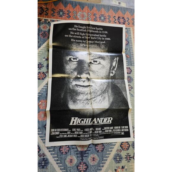 Vintage 1986 Highlander One Sheet 27x41 Folded Rare